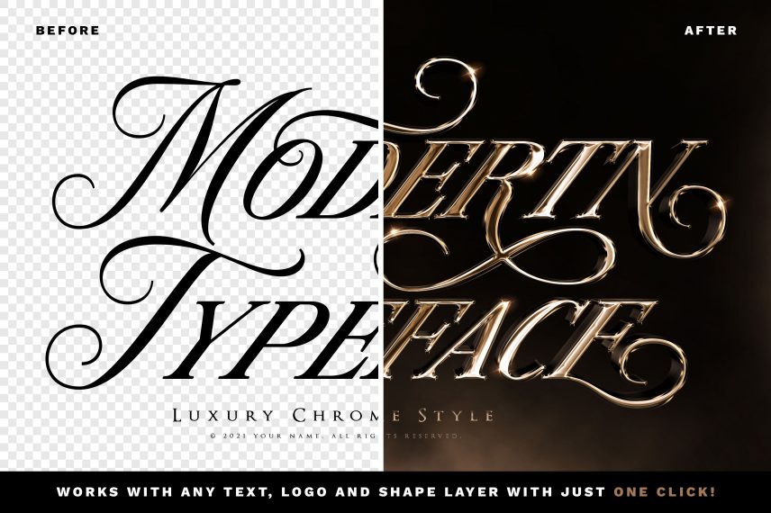 Luxury Chrome Text and Logo Style PSD Template