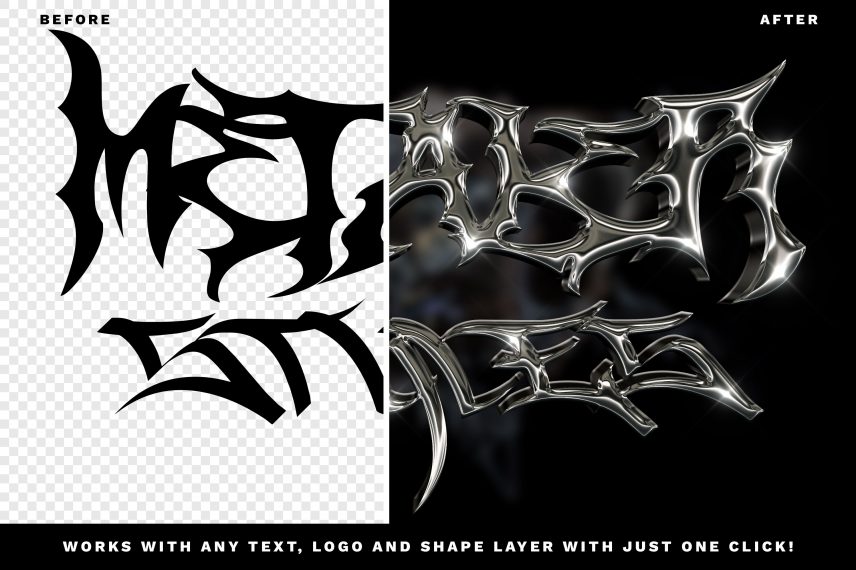 Realistic 3D Metal Chrome Text Effect