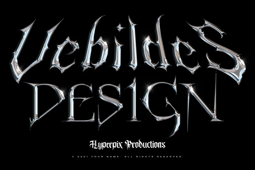 Realistic 3D Metal Chrome Text Effect Vol.2 PSD Template