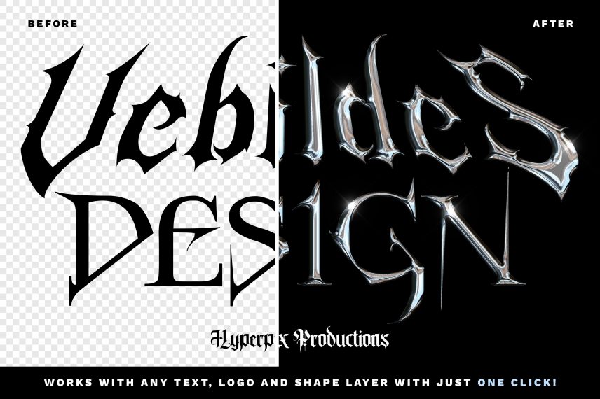 Realistic 3D Metal Chrome Text Effect Vol.2