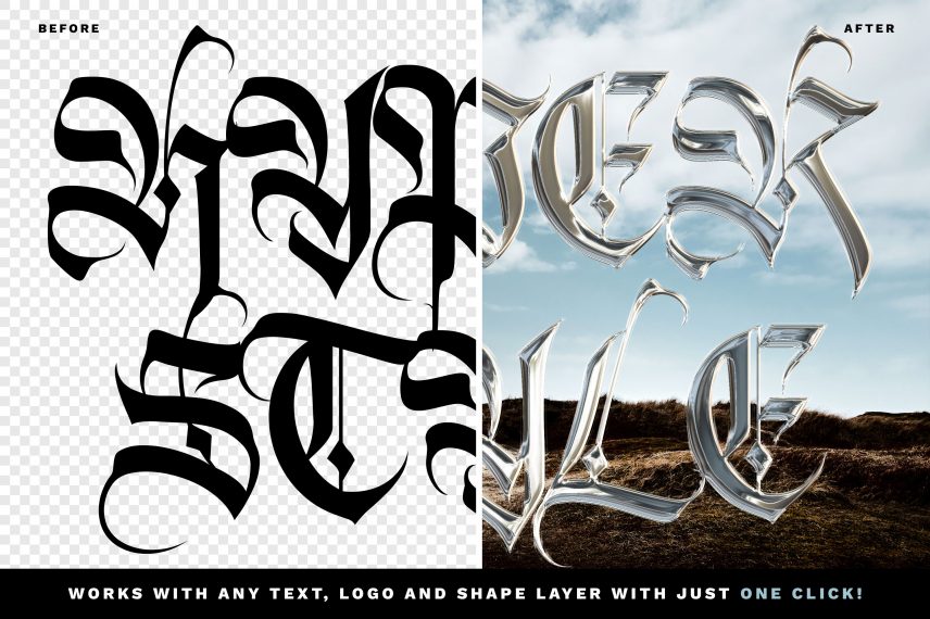 Realistic Metal Chrome Text Effect Vol.3 PSD Template