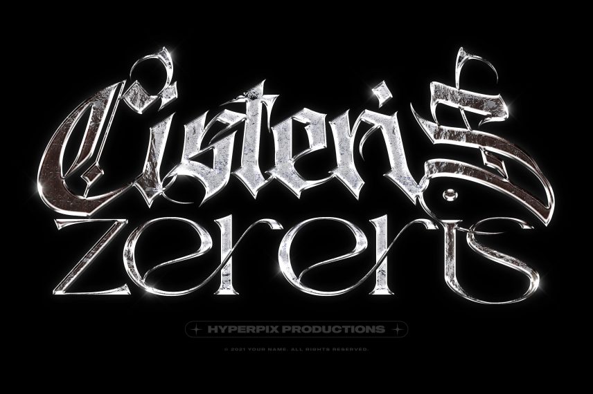 Realistic Metal Chrome Text Effect Logo Style Template Vol.4