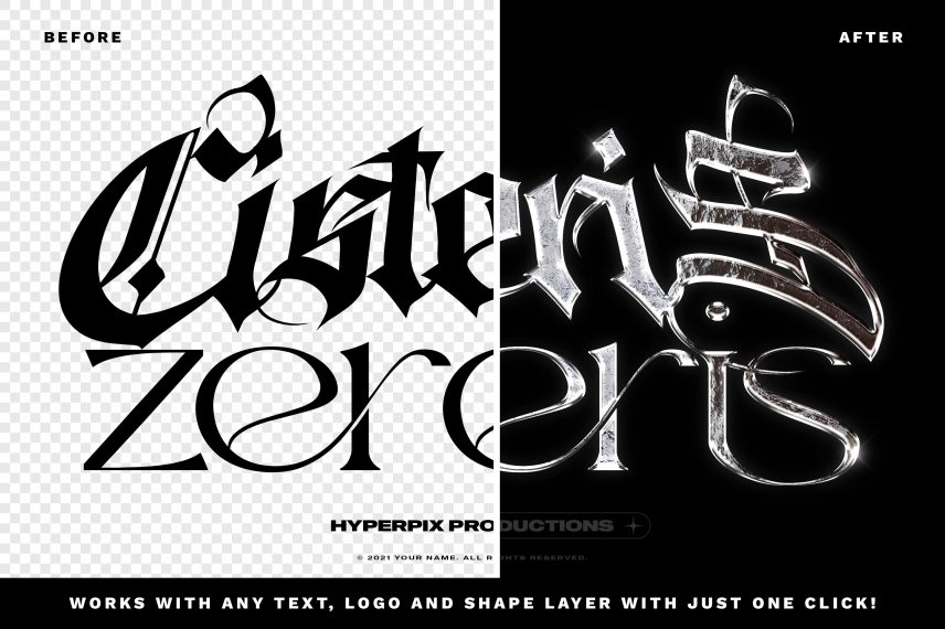 Realistic Metal Chrome Text Effect Logo Style Template Vol.4