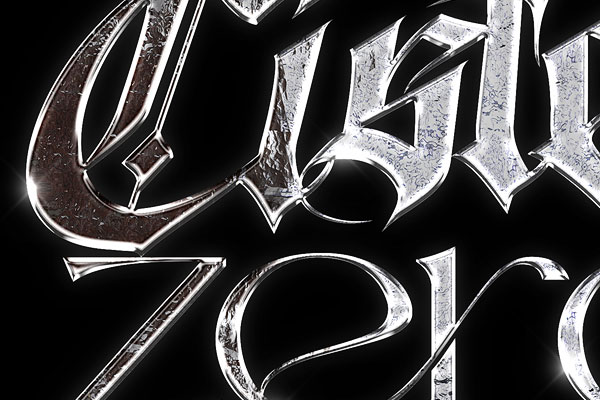realistic metal chrome text effect