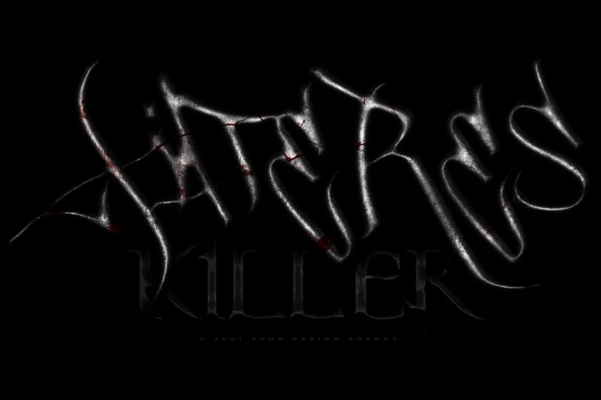 scary chrome text effect logo style psd template