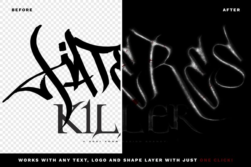 scary chrome text effect logo style psd template