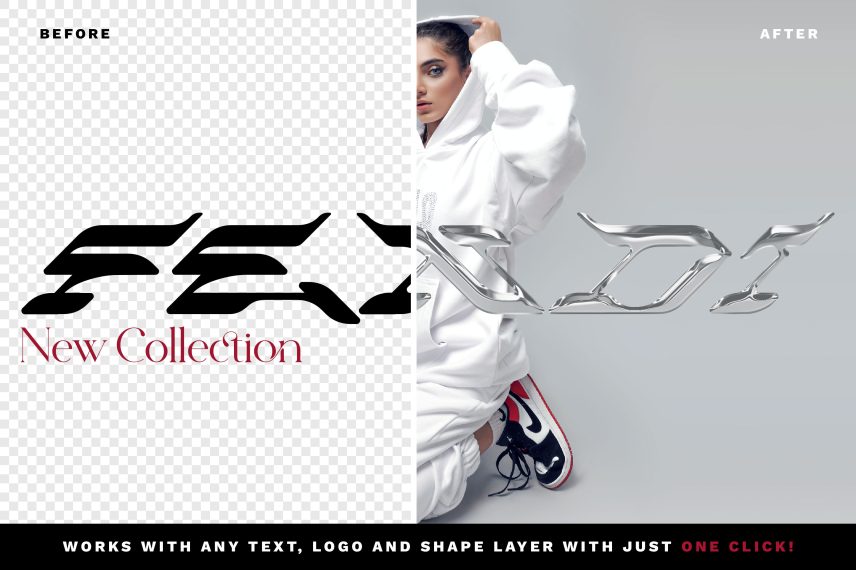 Realistic Metal Chrome Text Effect Vol.5