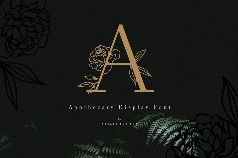 apothecary display leaf font