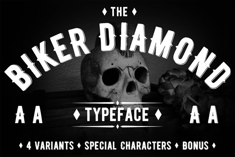 biker diamond typeface biker font