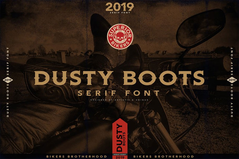 dusty boots serif biker font