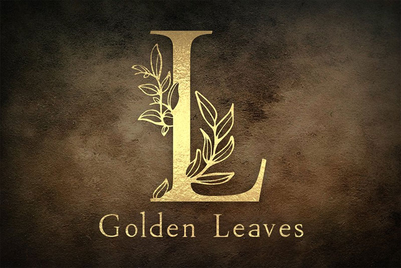 golden leaves floral leaf font