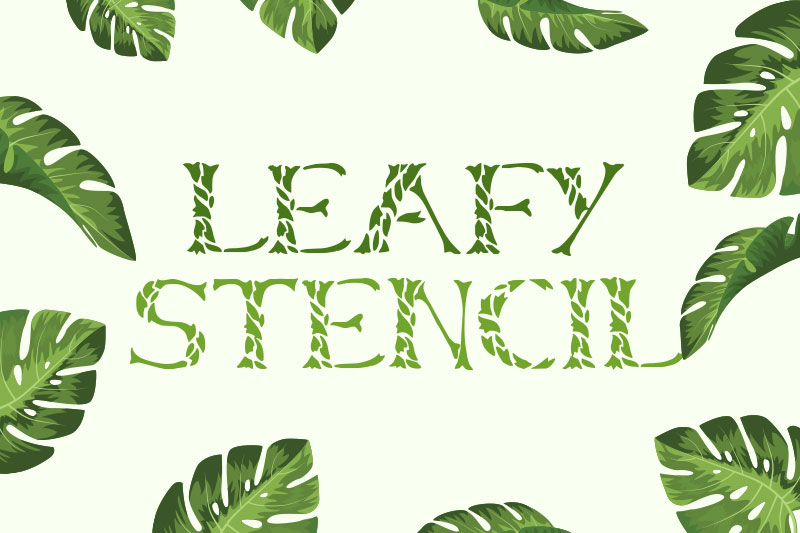 leafy stencil leaf font