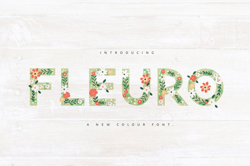 new! fleuro colour leaf font