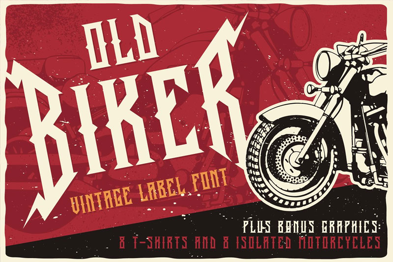 old biker label biker font