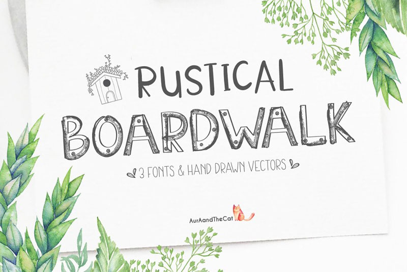 rustical boardwalk leaf font