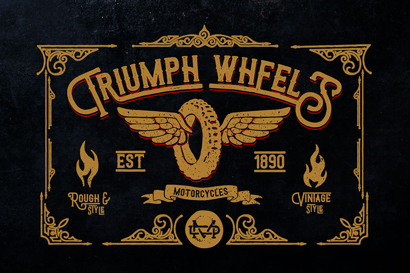 triumph wheels biker font