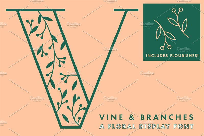 vine and branches leaf font