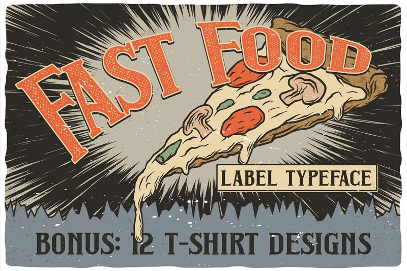 fast food layered typeface pizza font