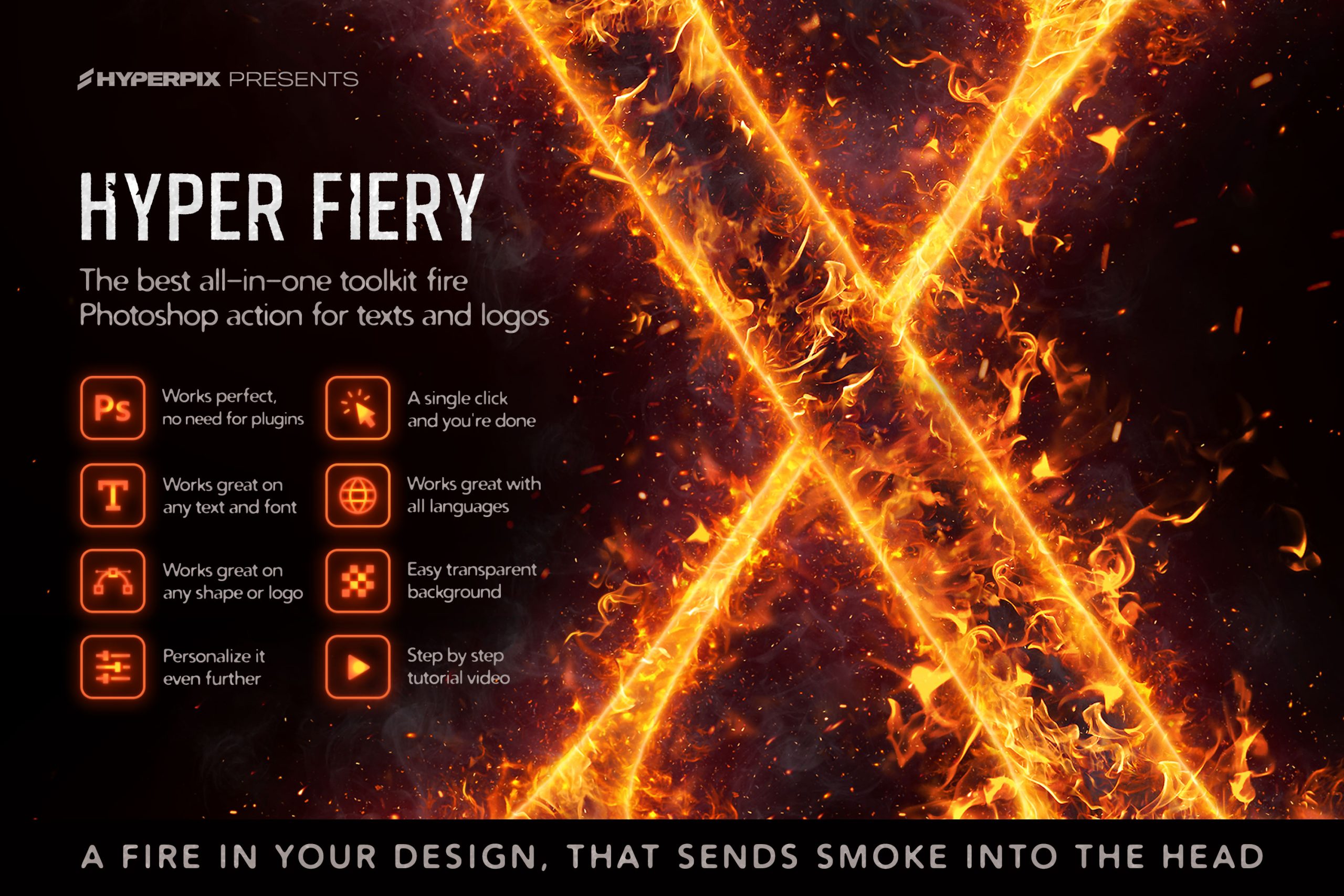 Fire Photoshop Action  Realistic Fire Effect for Texts and Logos