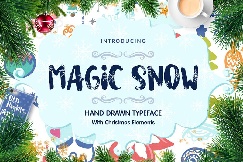 magic snow christmas typeface snow font