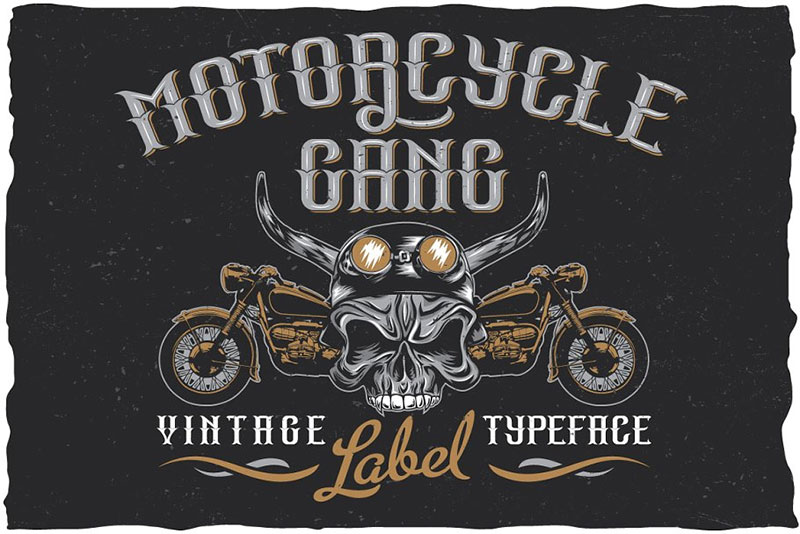 motorcycle gang label death metal font
