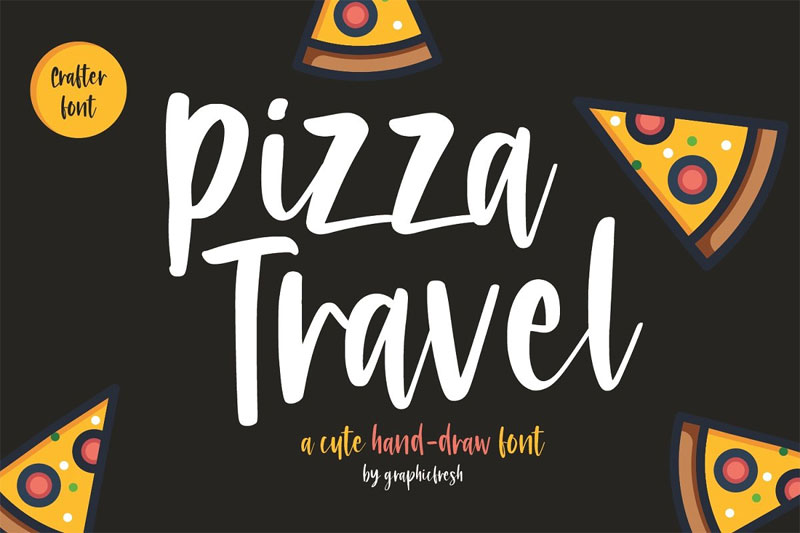 pizza travel cute brush pizza font