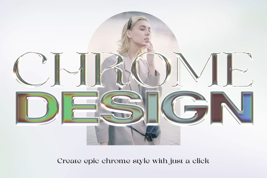 Chrome Text Effect PSD Template