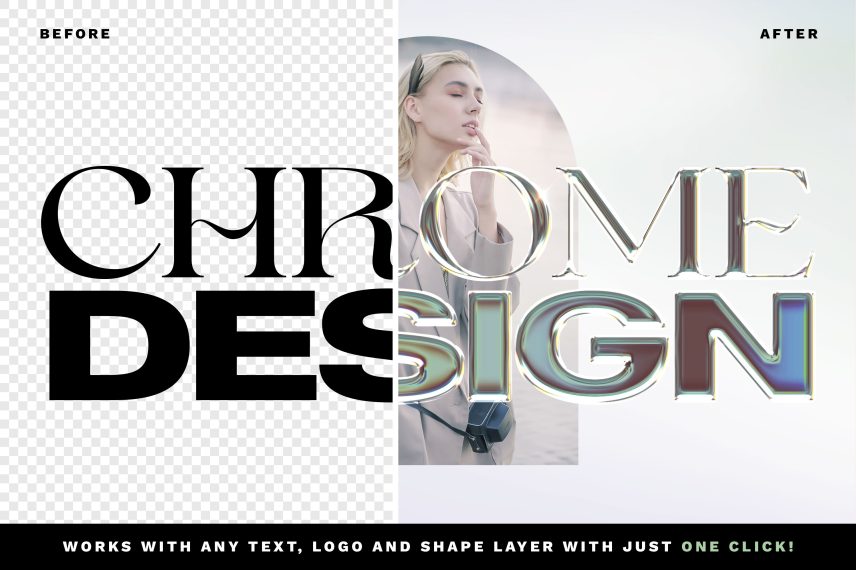 Chrome Text Effect PSD Template