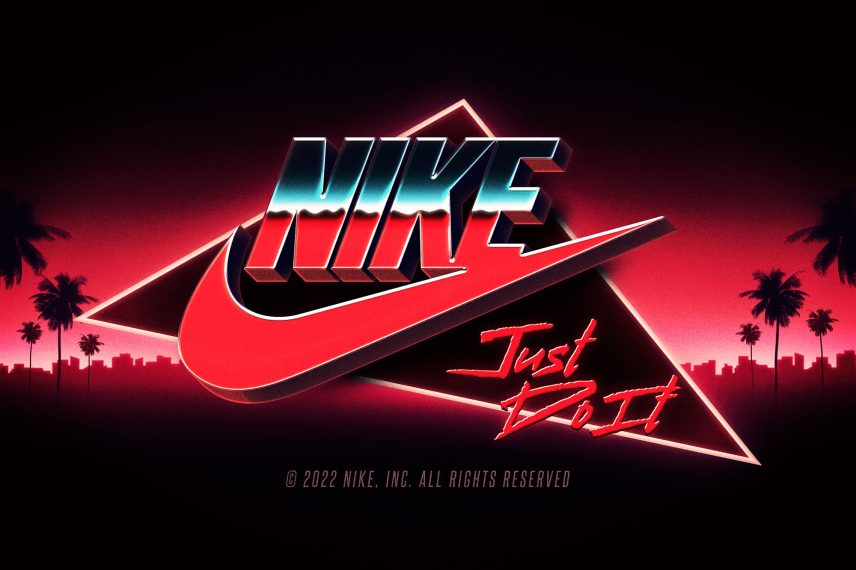 80s Chrome Text Effect / Logo Style Vol.7 - Nike Logo