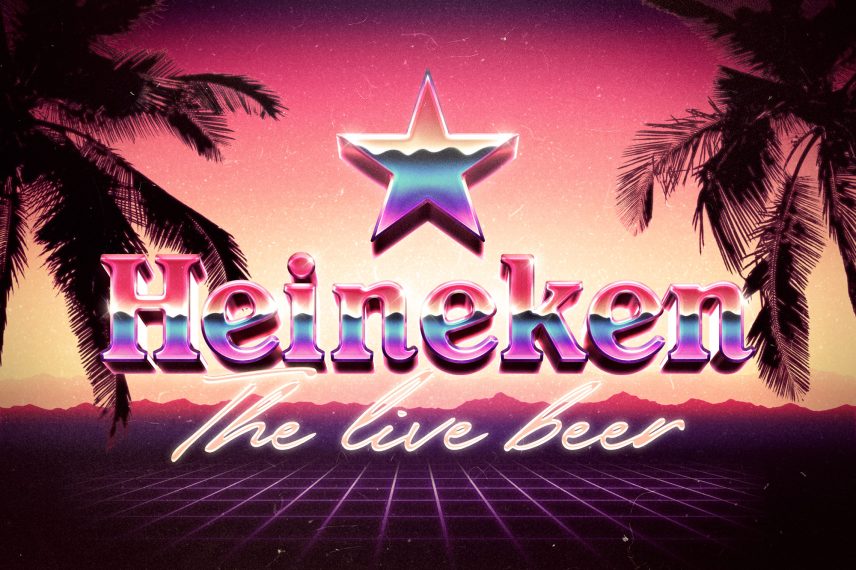 80s Sunset Text and Logo Style Vol.2 - Heineken Logo