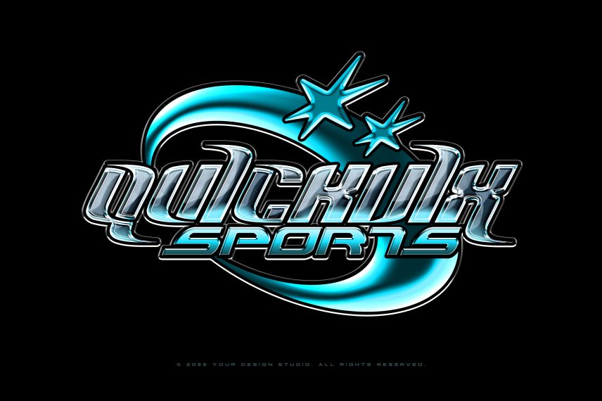 Y2K Chrome Logo / Text Effect Vol. 05 PSD Text Style | Hyperpix