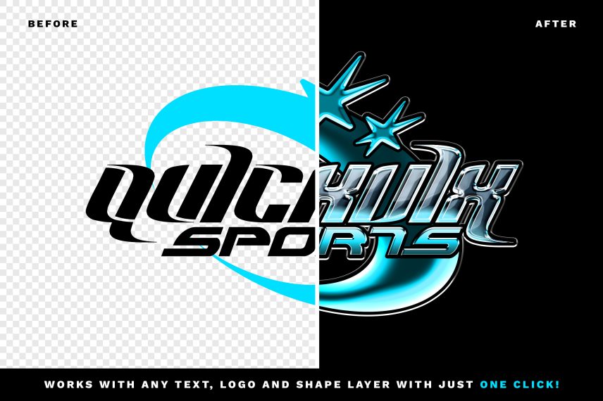 Y2K Chrome Logo / Text Effect Vol. 05