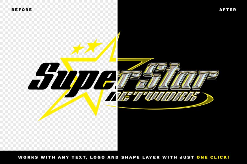 Y2K Chrome Logo / Text Effect Vol. 08