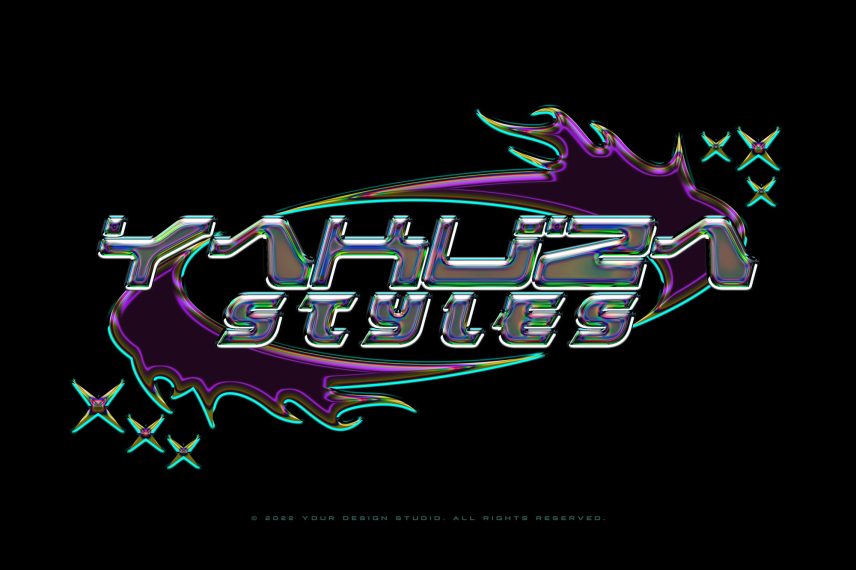 Y2K Chrome Logo / Text Effect Vol. 10 PSD Text Style | Hyperpix