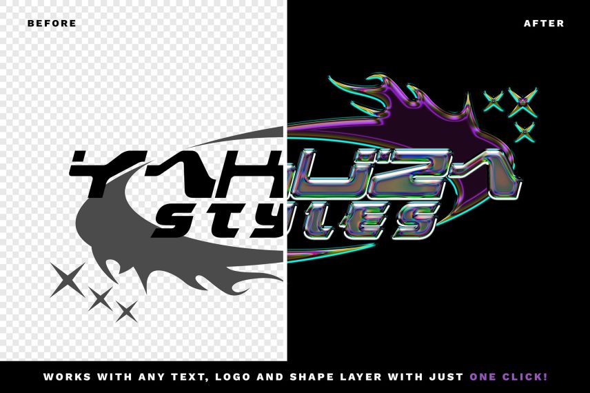 Y2K Chrome Logo / Text Effect Vol. 10