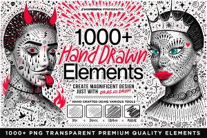 Hyper Hand Drawn PNG Hand Crafted Elements