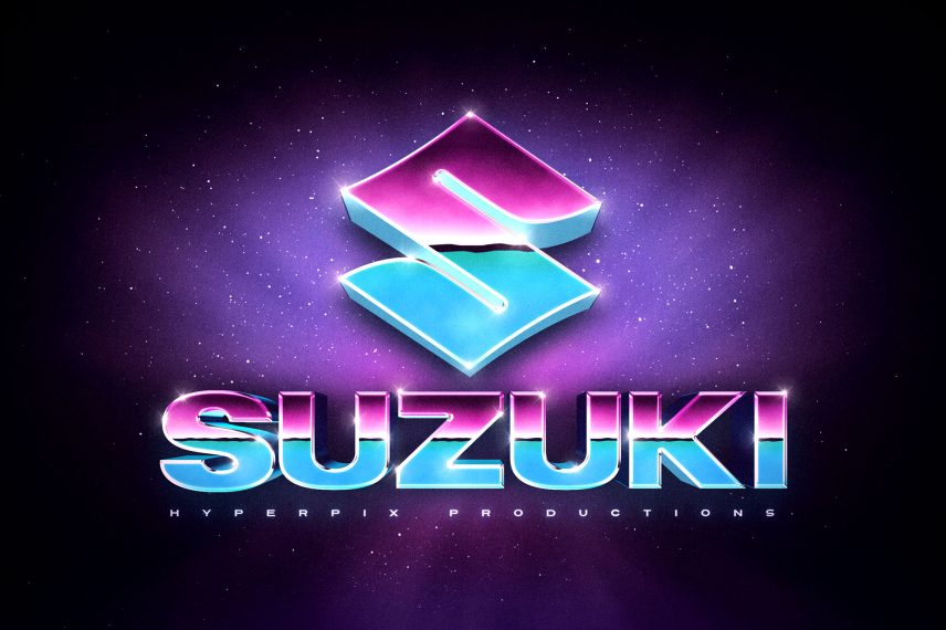 3D 80s Text and Logo Effect Vol.4 - Suzuki Logo