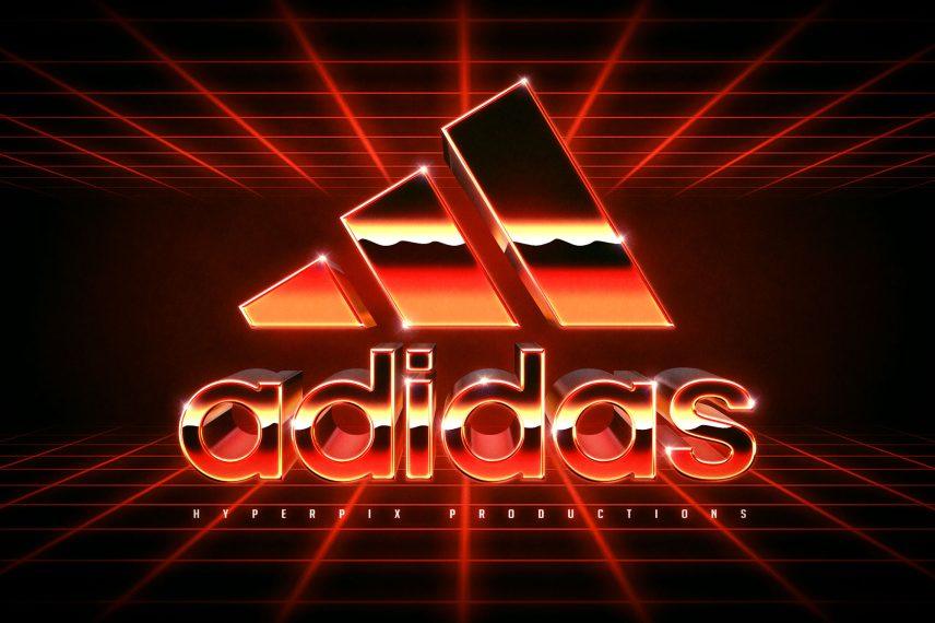 3D 80s Text and Logo Effect Vol.5 - Adidas Logo