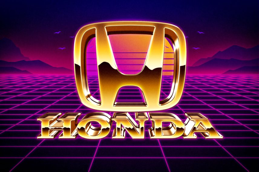 80s Gold Chrome Text Effect - Honda Logo