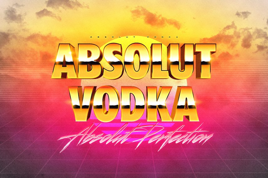 80s Miami Vibe Text Effect - Absolut Vodka Logo