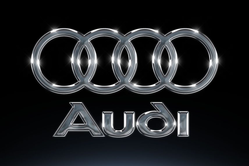 Chrome Text Effect Vol.25 PSD Mockup - Audi Logo