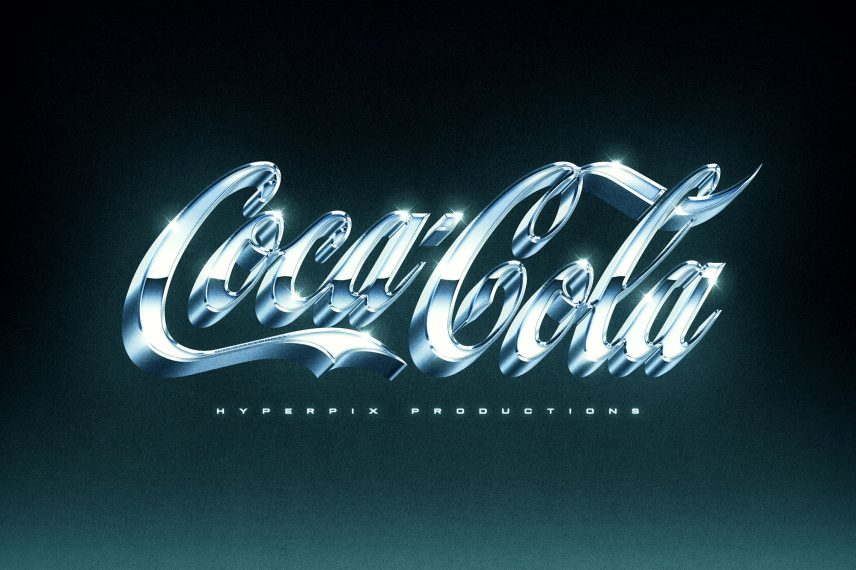 Retro Chrome Text and Logo Effect Vol.2 - Coca Cola Logo
