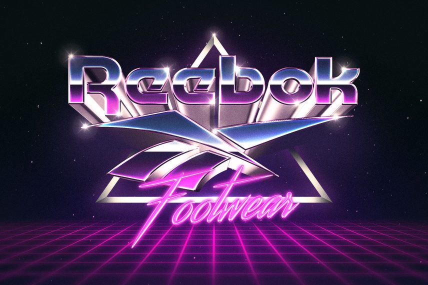 Retro Futuristic 3D Text Effect - Reebok Logo