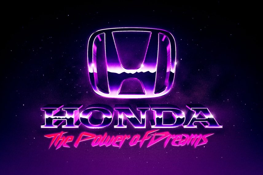 Synthwave 80s Text and Logo Effect - Honda Logo