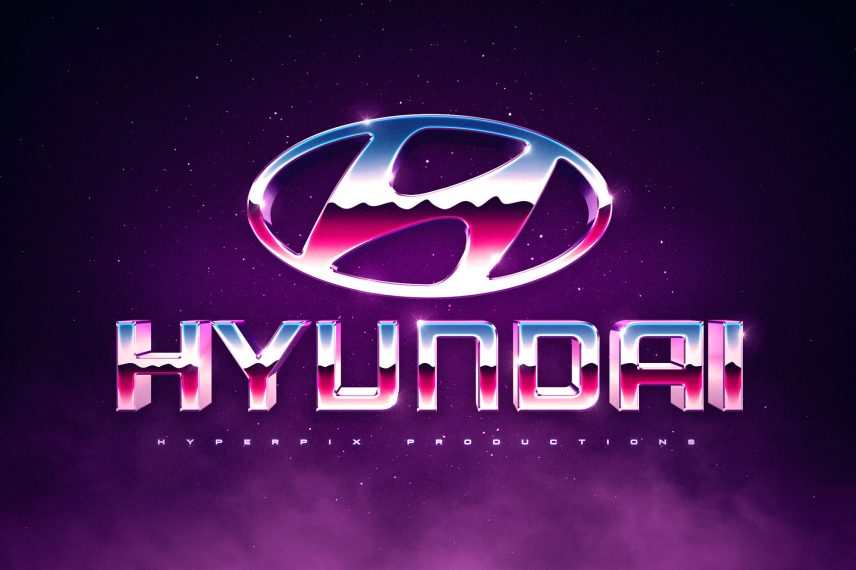 Synthwave Retro Text and Logo Effect Vol.2 - Hyundai Logo