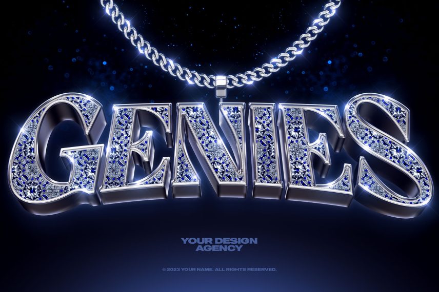 Sapphire Gem Logo and Text Effect PSD Template