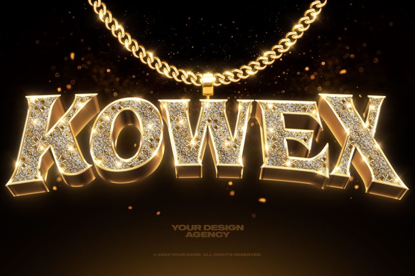 Gold Jewel Logo and Text Effect PSD Template