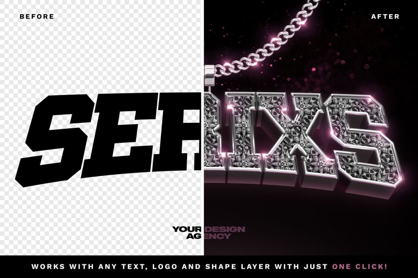 Ornamental Diamond Logo and Text Effect - Before / After