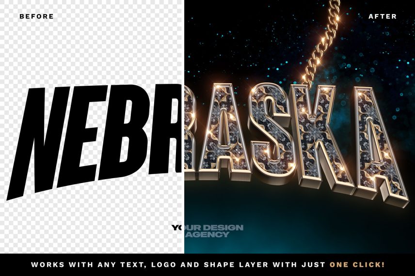 Ornamental Gold Text Effect / Logo Mockup - Before - After
