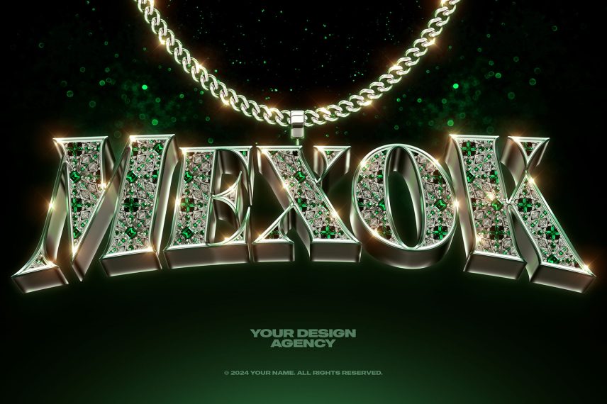Emerald Gem Logo and Text Effect